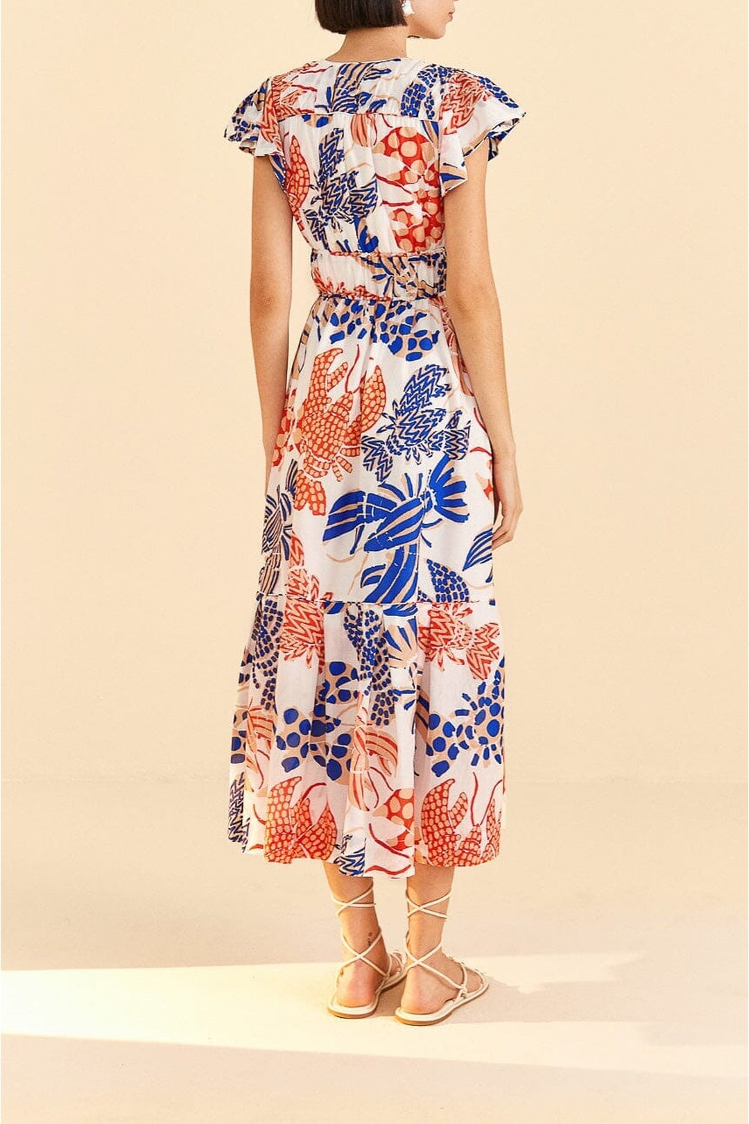 Robe longue à motifs homards en coton - Orange