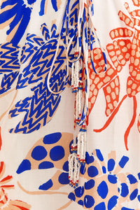 Robe longue à motifs homards en coton - Orange