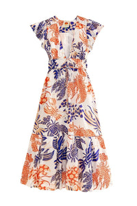 Robe longue à motifs homards en coton - Orange