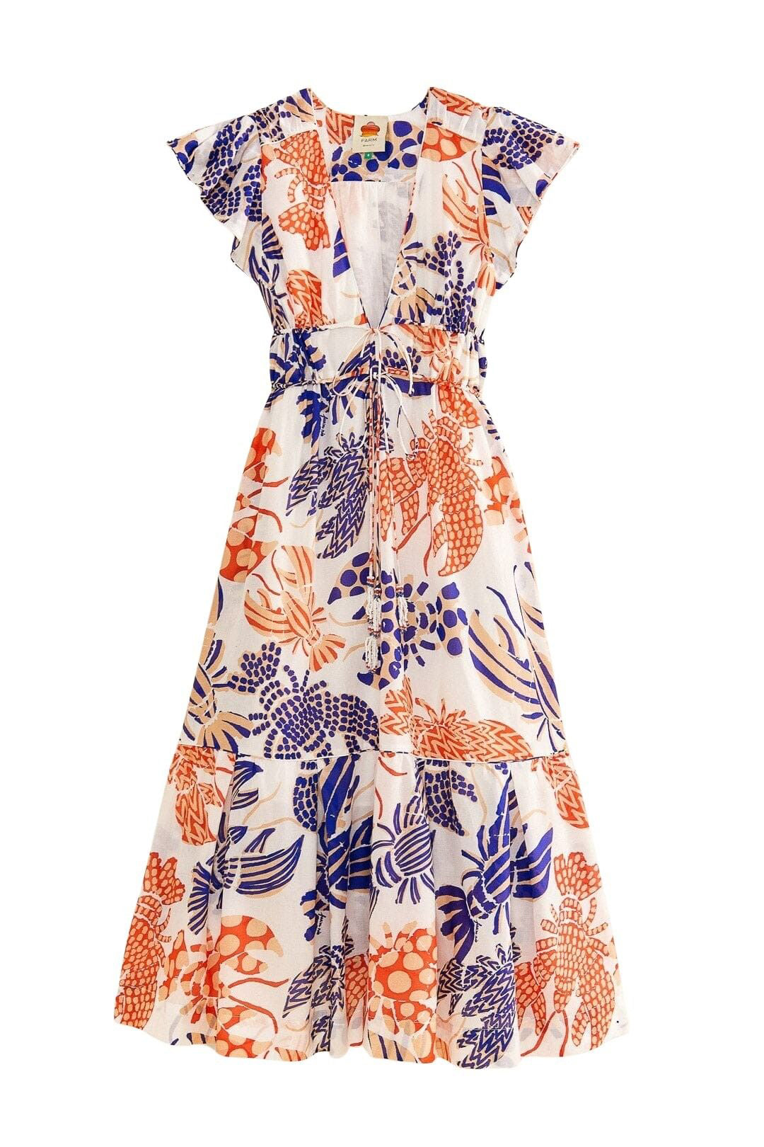 Robe longue à motifs homards en coton - Orange