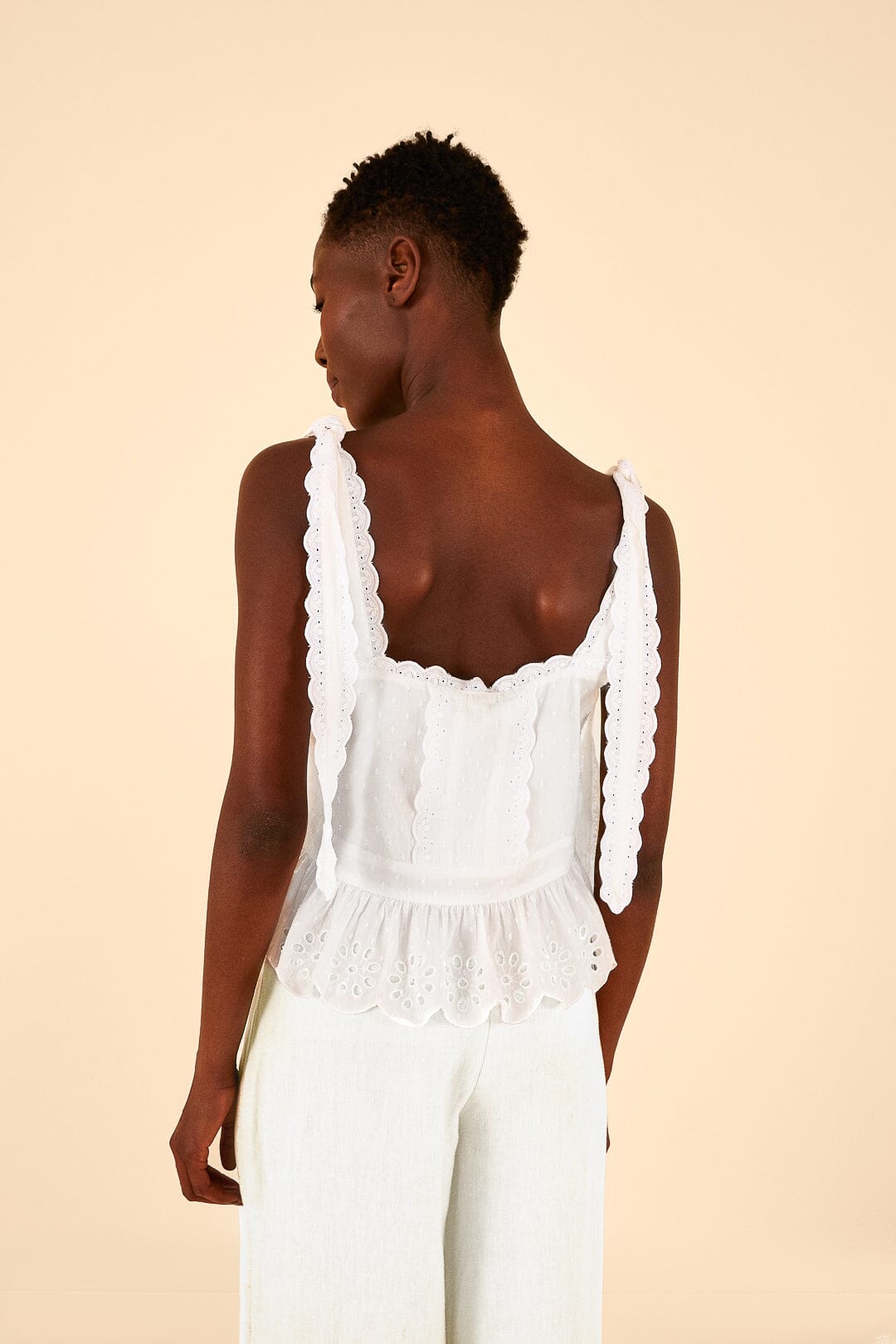 Blouse en dentelle en coton - Blanc