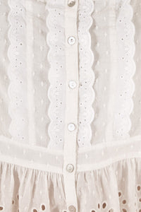 Blouse en dentelle en coton - Blanc