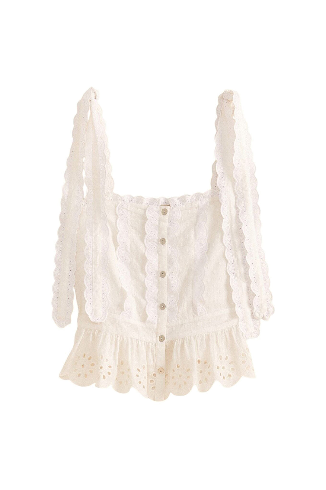 Blouse en dentelle en coton - Blanc