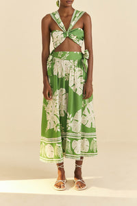 Top court Monstera en dentelle en lin - Vert
