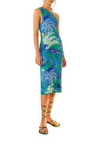 Robe midi Jungle Panther en maille - Bleu
