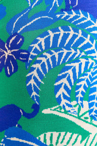 Robe midi Jungle Panther en maille - Bleu