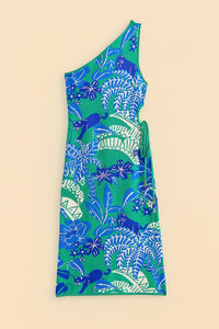 Robe midi Jungle Panther en maille - Bleu