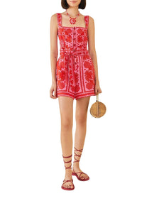 Combi-short Jungle Scarf en lin - Rouge