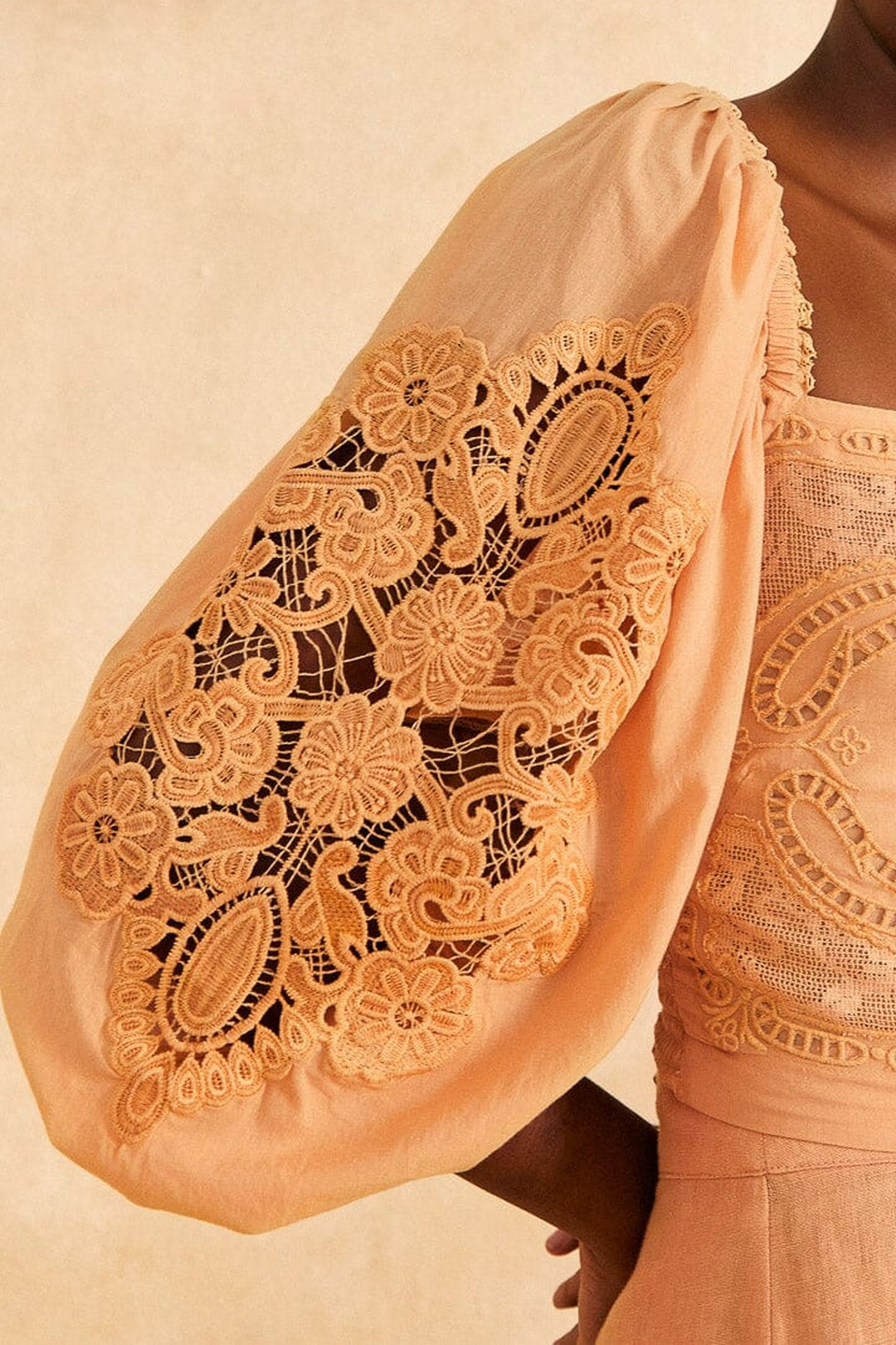 Blouse Dark Sand en dentelle en coton - Beige