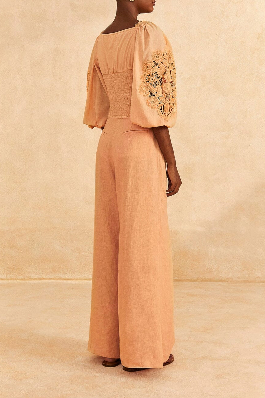 Blouse Dark Sand en dentelle en coton - Beige