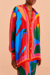 Chemise Feuilles colorées à manches longues - Multicolore
