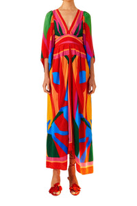 Robe longue Feuilles colorées - Multicolore
