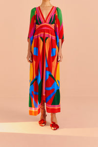 Robe longue Feuilles colorées - Multicolore