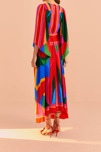Robe longue Feuilles colorées - Multicolore
