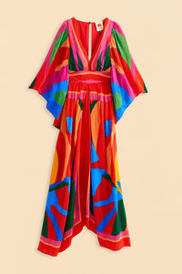 Robe longue Feuilles colorées - Multicolore