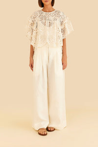 Blouse Palmiers richilier en coton - Blanc