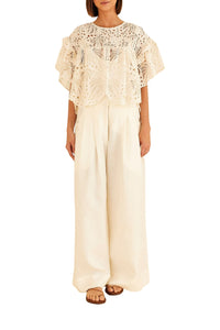 Blouse Palmiers richilier en coton - Blanc