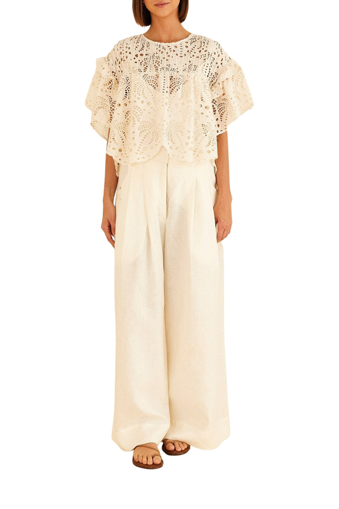 Blouse Palmiers richilier en coton - Blanc
