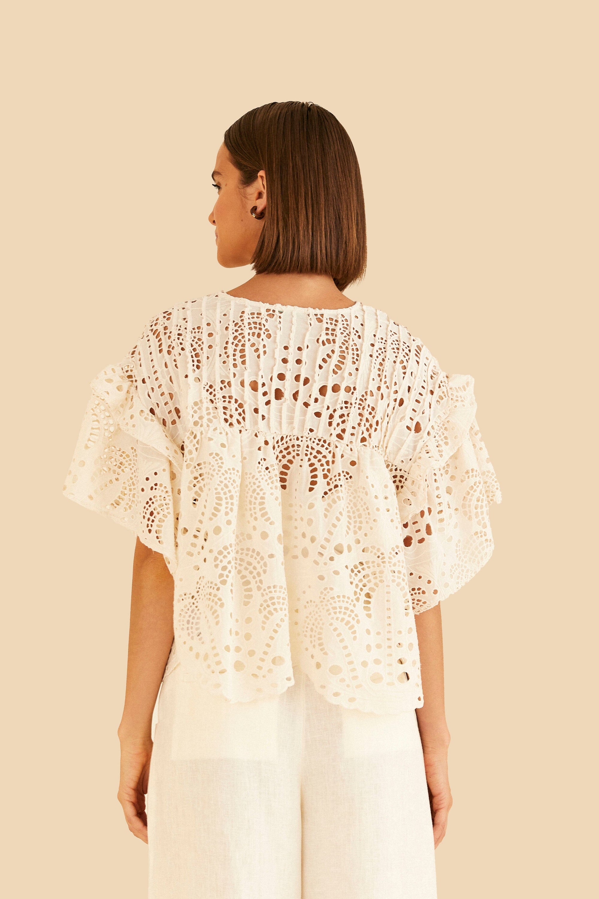 Blouse Palmiers richilier en coton - Blanc