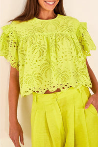 Blouse Palmiers richilier anis en coton - Vert