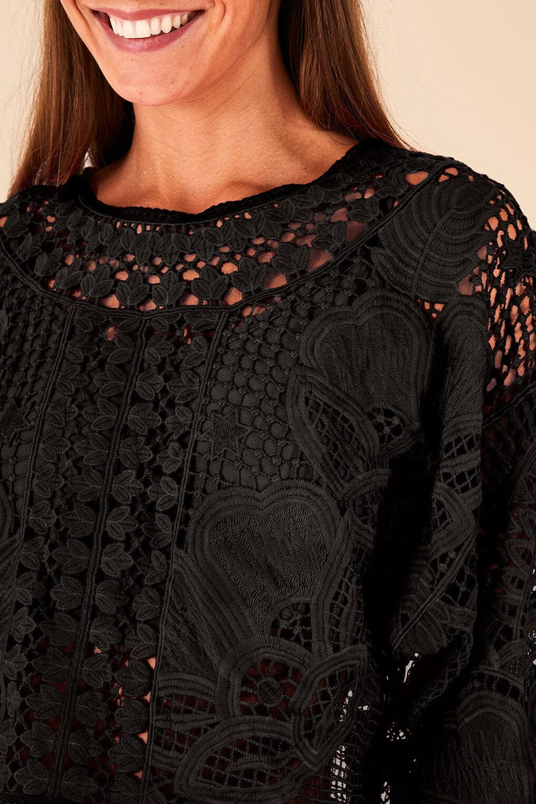Blouse courte Alucina Luz en dentelle - Noir
