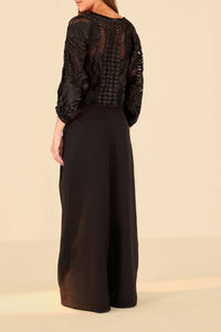 Blouse courte Alucina Luz en dentelle - Noir