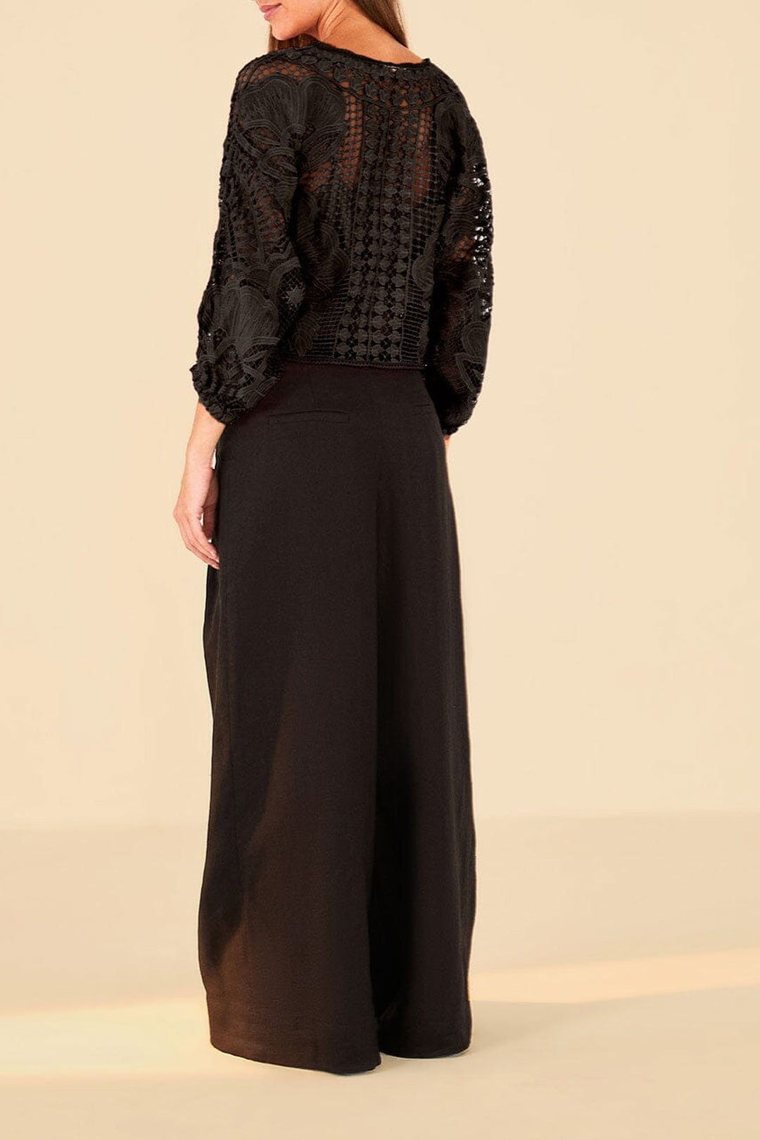 Blouse courte Alucina Luz en dentelle - Noir