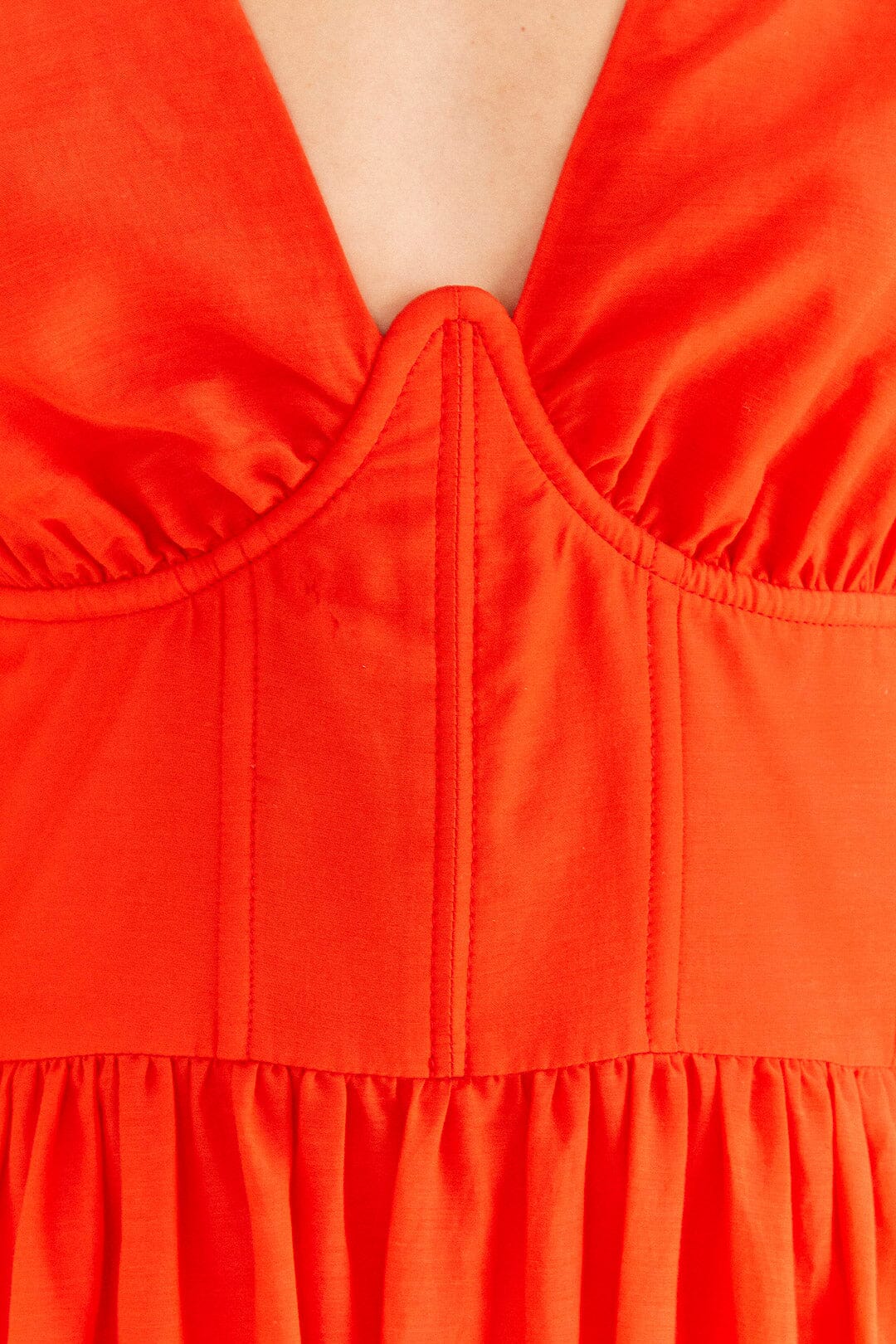 Robe midi à manches courtes en coton - Rouge