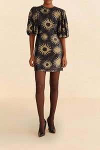 Robe courte Sunny Mood à sequins - Noir