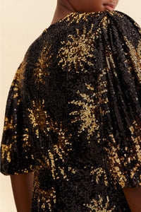 Robe courte Sunny Mood à sequins - Noir
