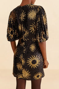 Robe courte Sunny Mood à sequins - Noir