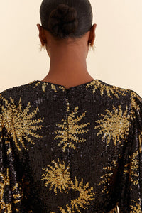Robe courte Sunny Mood à sequins - Noir