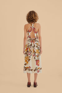 Robe midi Sand Cut Out à fleurs Léopard en lin - Beige