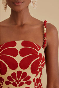Robe midi sans manches Palermo Red en lin - Rouge