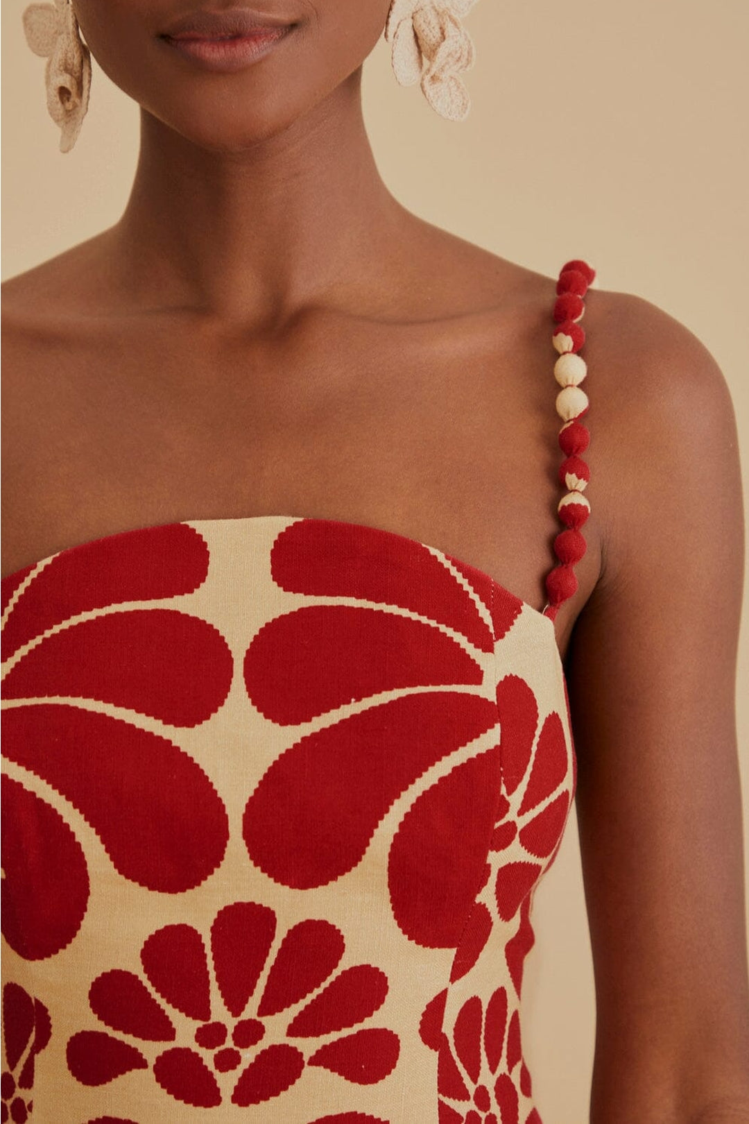 Robe midi sans manches Palermo Red en lin - Rouge