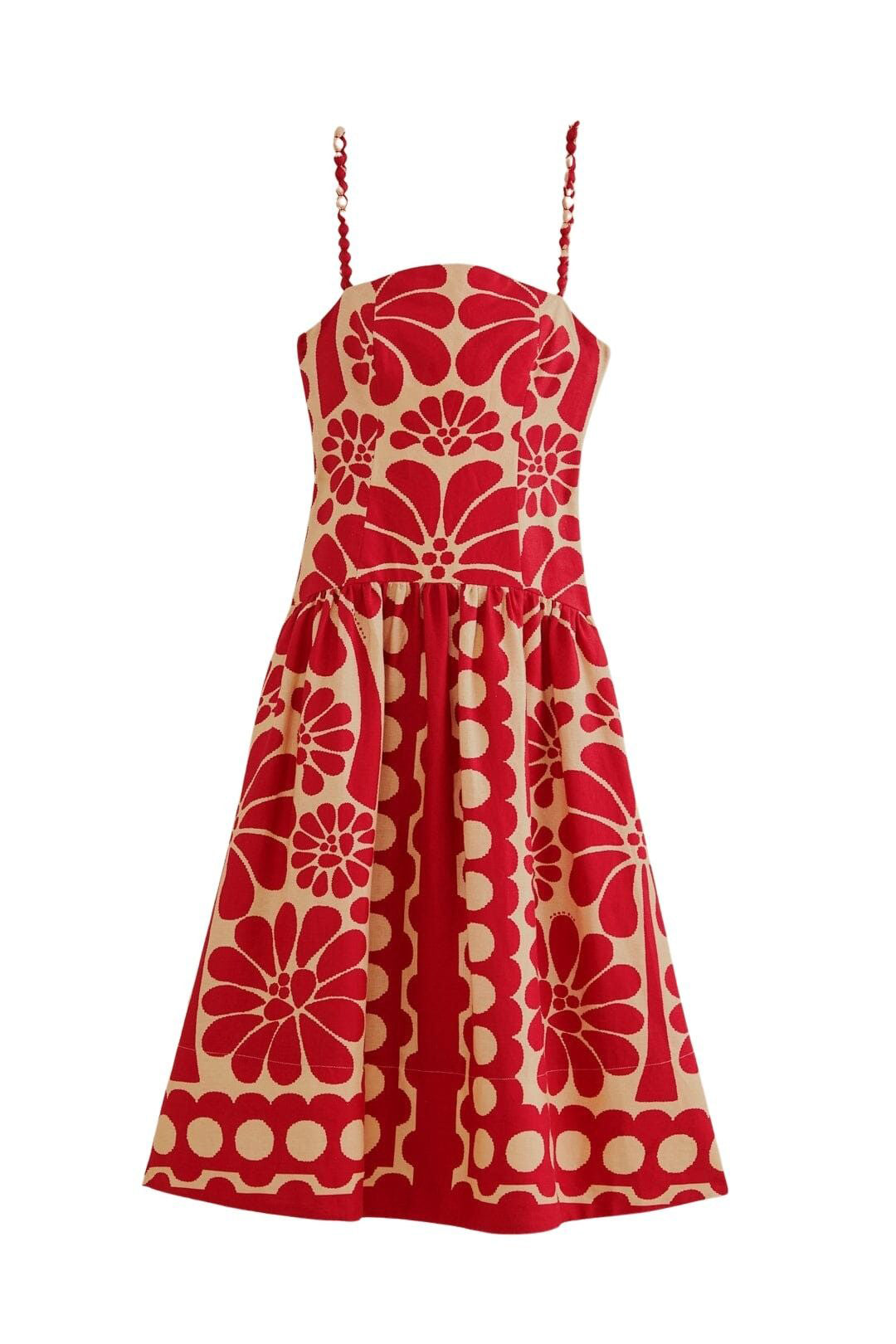 Robe midi sans manches Palermo Red en lin - Rouge