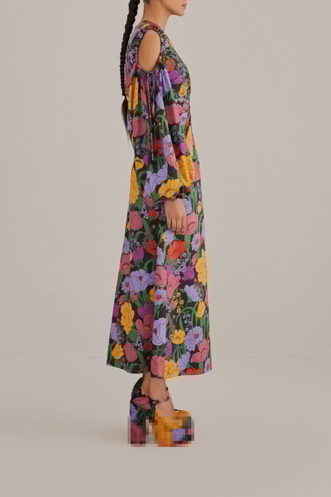Robe longue Bucolic Garden à découpes en coton - Violet