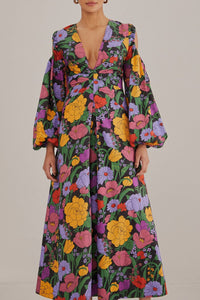 Robe longue Bucolic Garden à découpes en coton - Violet