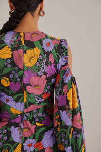 Robe longue Bucolic Garden à découpes en coton - Violet