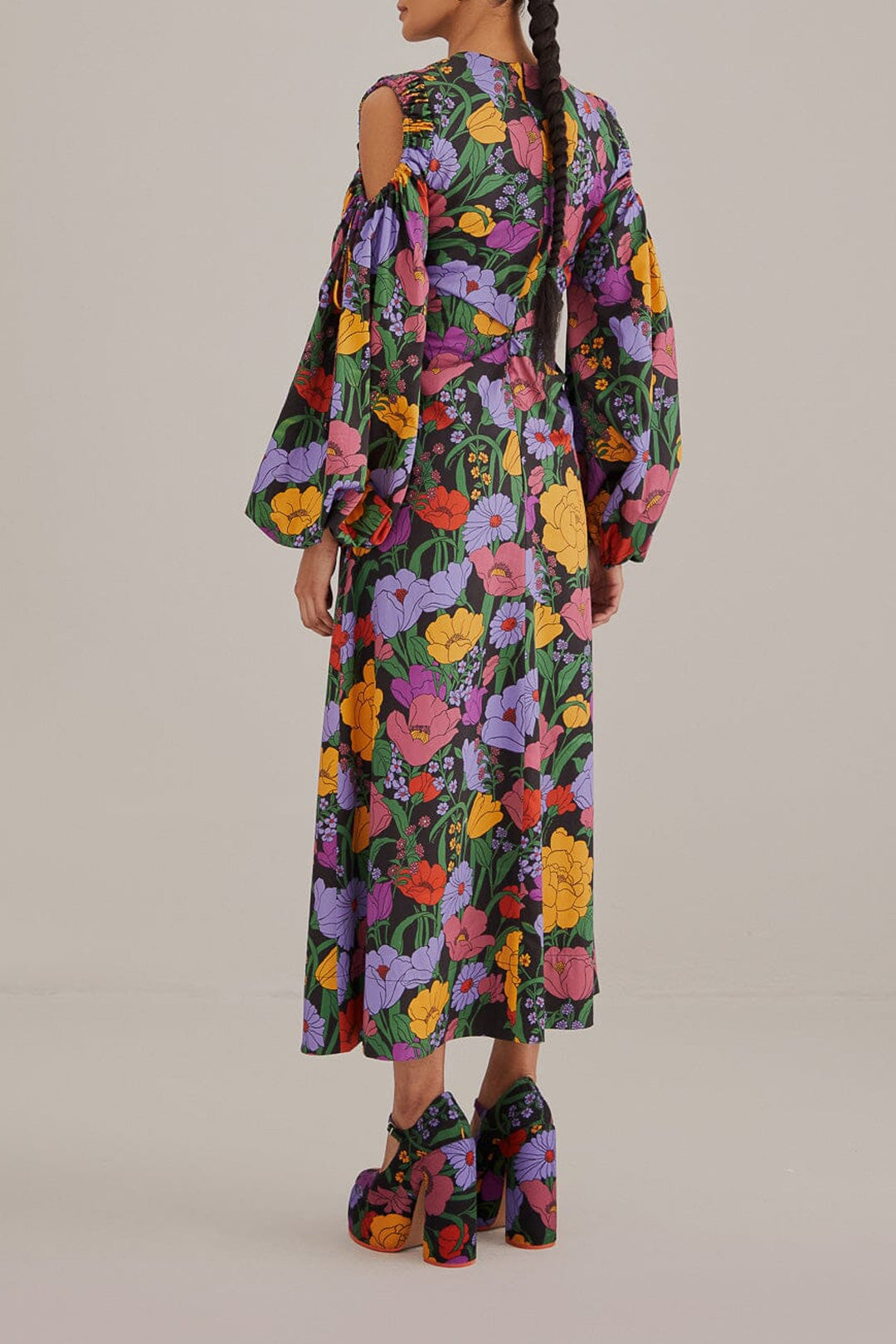 Robe longue Bucolic Garden à découpes en coton - Violet