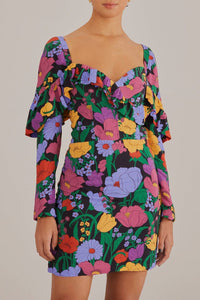 Robe courte à manches longues Bucolic Garden - Violet