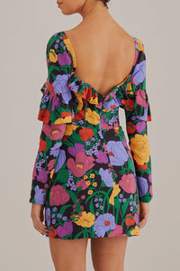 Robe courte à manches longues Bucolic Garden - Violet
