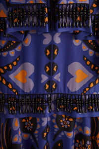 Jupe midi Martina Scarf à perles - Bleu