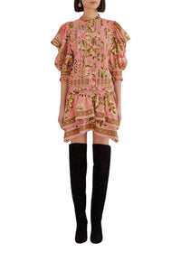 Mini jupe Aura Floral à motif en coton - Rose