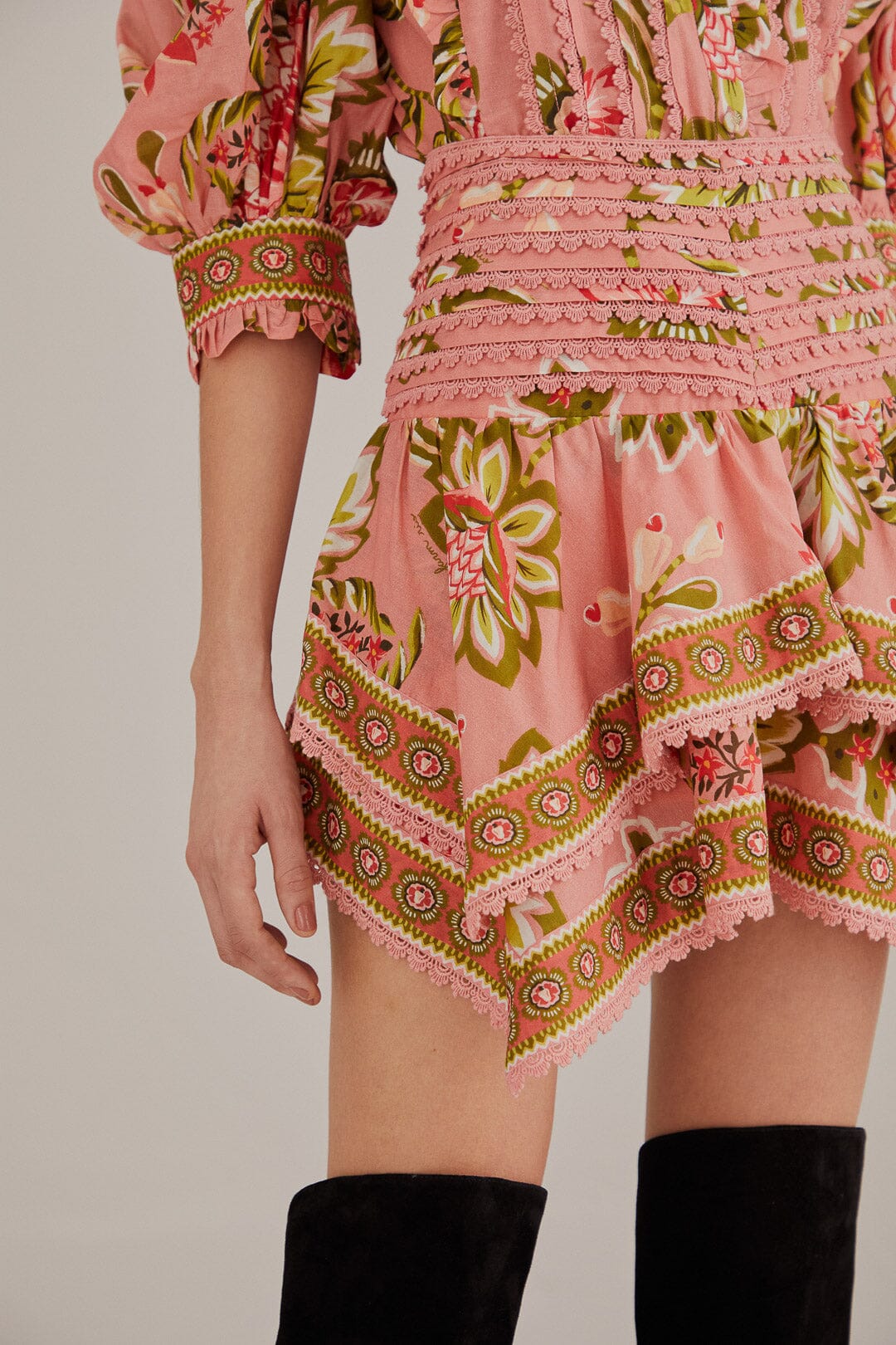 Mini jupe Aura Floral à motif en coton - Rose