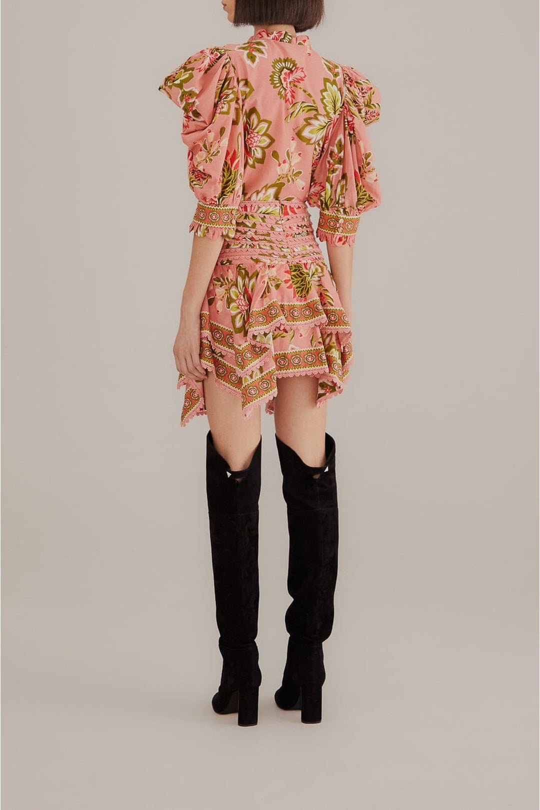 Mini jupe Aura Floral à motif en coton - Rose