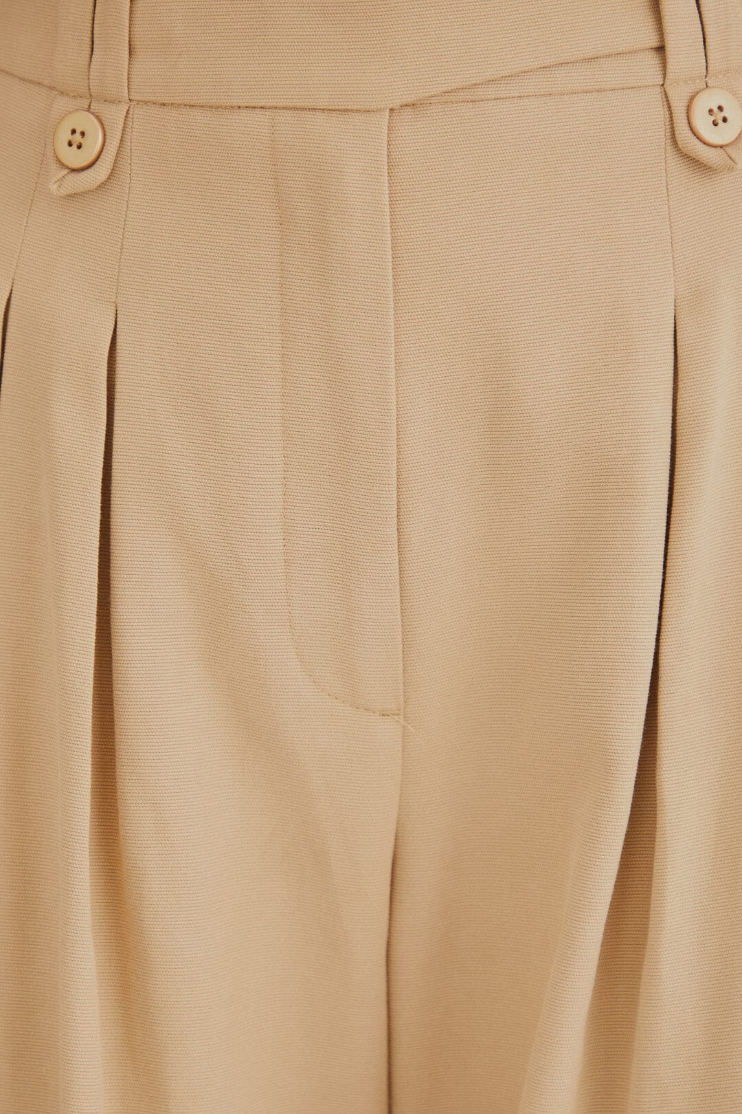 Pantalon taille haute en coton - Beige
