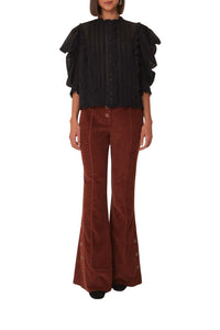 Pantalon évasé en coton - Marron