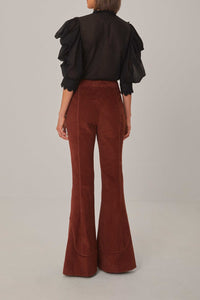Pantalon évasé en coton - Marron