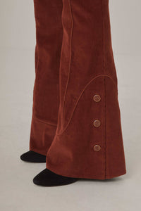 Pantalon évasé en coton - Marron